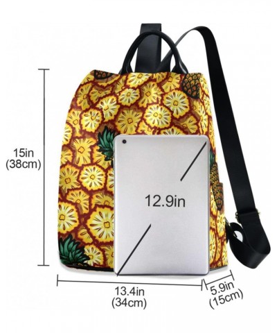 Vintage Pineapple Art Travel Backpack Purse for Women Multipurpose Design Ladies Fashion Bag with Pompom $23.19 Backpacks