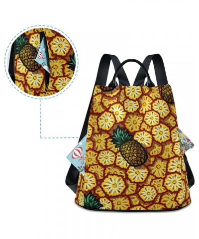 Vintage Pineapple Art Travel Backpack Purse for Women Multipurpose Design Ladies Fashion Bag with Pompom $23.19 Backpacks