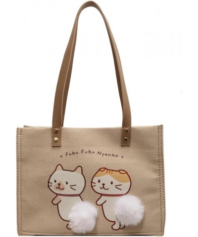 Cat Large Canvas Tote Bag for Women Grocery Shopping Bag Casual Beach Travel Shoulder Handbag Beige-two White Cat $13.78 Totes