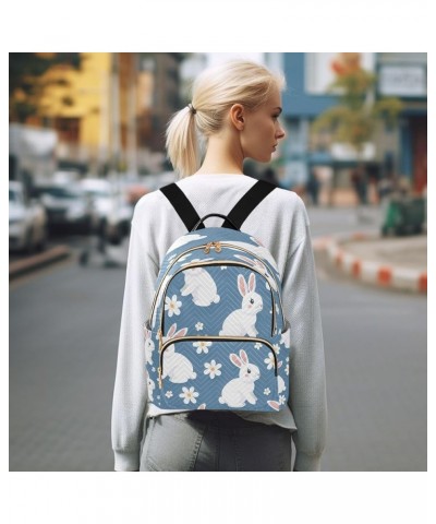 Cute Rabbit with Flower Women Backpack Purse Ladies Fashion Shoulder Bag Daypack Travel Bag 7.5L Medium $17.35 Backpacks