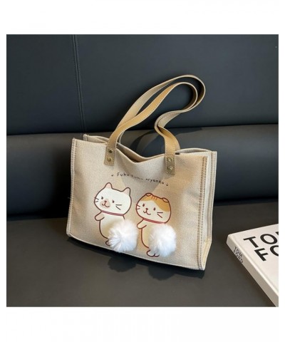 Cat Large Canvas Tote Bag for Women Grocery Shopping Bag Casual Beach Travel Shoulder Handbag Beige-two White Cat $13.78 Totes