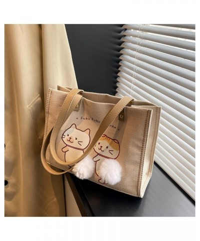 Cat Large Canvas Tote Bag for Women Grocery Shopping Bag Casual Beach Travel Shoulder Handbag Beige-two White Cat $13.78 Totes