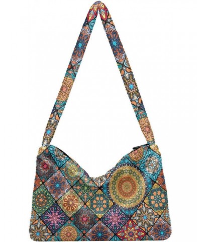 Boho Mandala Shoulder Tote Bag for Women Furry Crossbody bag Hobo Handbag Purses for College Work Travel $10.08 Totes