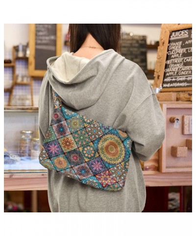 Boho Mandala Shoulder Tote Bag for Women Furry Crossbody bag Hobo Handbag Purses for College Work Travel $10.08 Totes