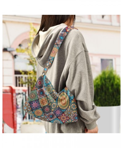 Boho Mandala Shoulder Tote Bag for Women Furry Crossbody bag Hobo Handbag Purses for College Work Travel $10.08 Totes