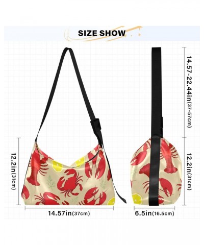 Lobster Crab Lemon Red Dill Women Crossbody Sling Bag Men Bags Shoulder Crossbody Travel Purses $16.79 Hobo Bags