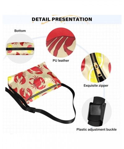 Lobster Crab Lemon Red Dill Women Crossbody Sling Bag Men Bags Shoulder Crossbody Travel Purses $16.79 Hobo Bags