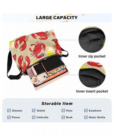 Lobster Crab Lemon Red Dill Women Crossbody Sling Bag Men Bags Shoulder Crossbody Travel Purses $16.79 Hobo Bags