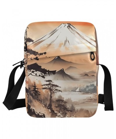 Landscape Mountain Small Crossbody Sling Bag for Women Men, Zipper Closure Messenger Bags Purse with Card Phone Passport Comp...