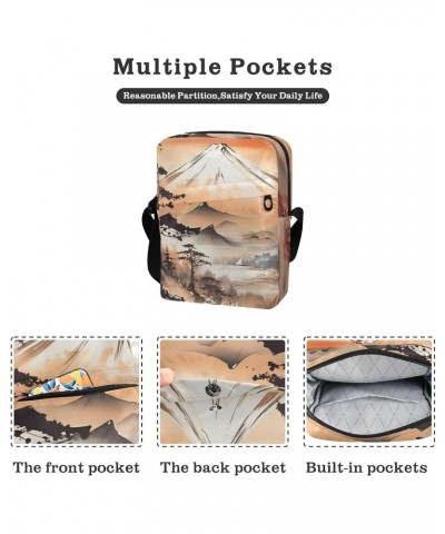 Landscape Mountain Small Crossbody Sling Bag for Women Men, Zipper Closure Messenger Bags Purse with Card Phone Passport Comp...