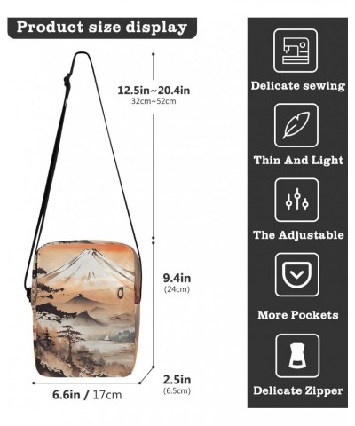 Landscape Mountain Small Crossbody Sling Bag for Women Men, Zipper Closure Messenger Bags Purse with Card Phone Passport Comp...