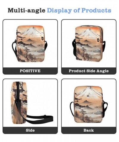 Landscape Mountain Small Crossbody Sling Bag for Women Men, Zipper Closure Messenger Bags Purse with Card Phone Passport Comp...