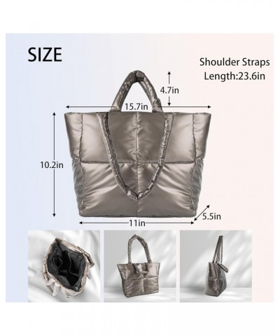 Large Puffer Tote Bag For Women Trendy Luxury Quilted tote bag Shoulder Handbag Hobo bags for women Gold $16.41 Totes