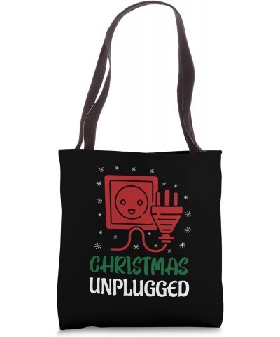 Funny Christmas Unplugged Digital Detox Family Celebrations Tote Bag $13.44 Totes