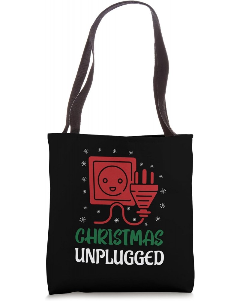 Funny Christmas Unplugged Digital Detox Family Celebrations Tote Bag $13.44 Totes