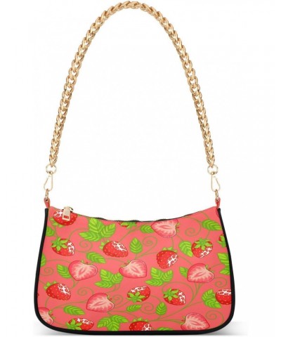 Strawberries Leaves Shoulder Bag for Women Shoulder Handbags with Zipper Closure Small Clutch Purses Crossbody Bags for Women...