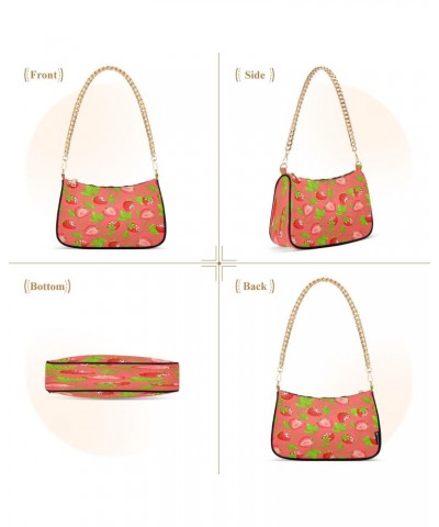 Strawberries Leaves Shoulder Bag for Women Shoulder Handbags with Zipper Closure Small Clutch Purses Crossbody Bags for Women...