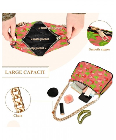 Strawberries Leaves Shoulder Bag for Women Shoulder Handbags with Zipper Closure Small Clutch Purses Crossbody Bags for Women...