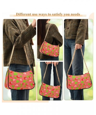 Strawberries Leaves Shoulder Bag for Women Shoulder Handbags with Zipper Closure Small Clutch Purses Crossbody Bags for Women...