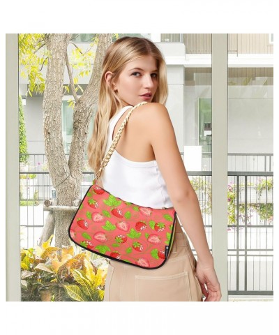 Strawberries Leaves Shoulder Bag for Women Shoulder Handbags with Zipper Closure Small Clutch Purses Crossbody Bags for Women...