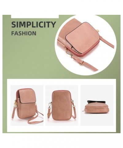 Crossbody Phone Bag for Women Leather Ladies Flip Cross Body Wallet Mini Handbags Phone Purse Pink $22.68 Totes