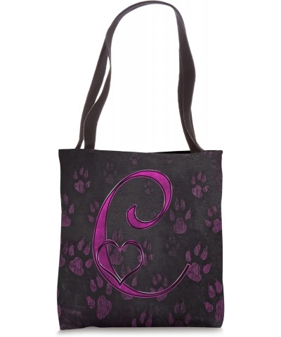 Paw Print Letter C Pink Pet Dog Cat Animal Heart Love Name Tote Bag $12.02 Totes