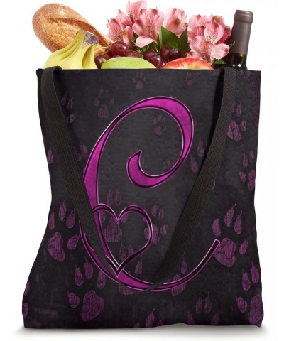 Paw Print Letter C Pink Pet Dog Cat Animal Heart Love Name Tote Bag $12.02 Totes