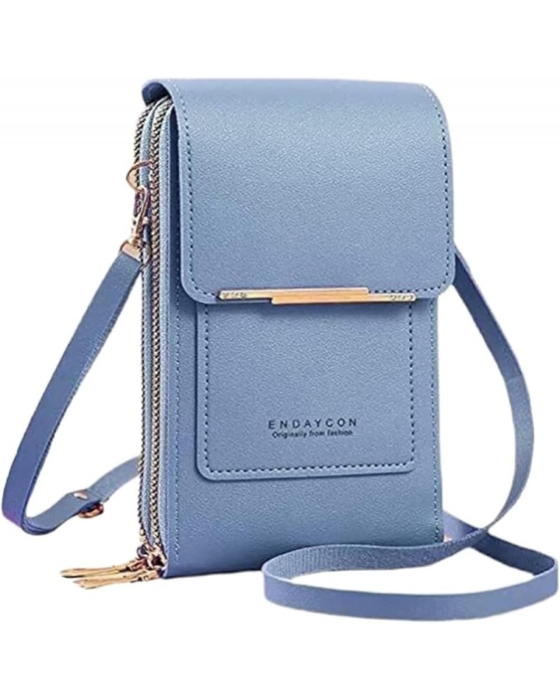 Women's Foreign Trade Multifunctional Single Shoulder Touchscreen Phone Wallet PU Leather Shoulder Tote Bag for Blue $10.38 W...