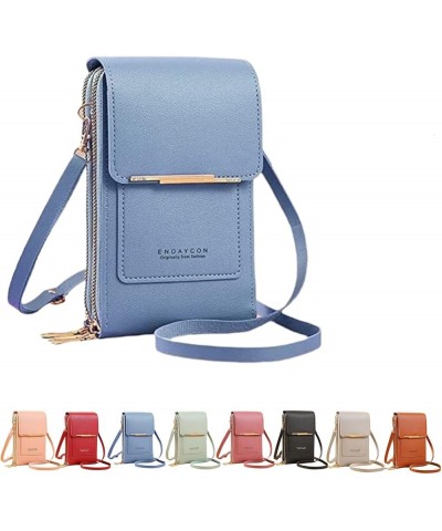 Women's Foreign Trade Multifunctional Single Shoulder Touchscreen Phone Wallet PU Leather Shoulder Tote Bag for Blue $10.38 W...