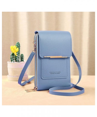 Women's Foreign Trade Multifunctional Single Shoulder Touchscreen Phone Wallet PU Leather Shoulder Tote Bag for Blue $10.38 W...