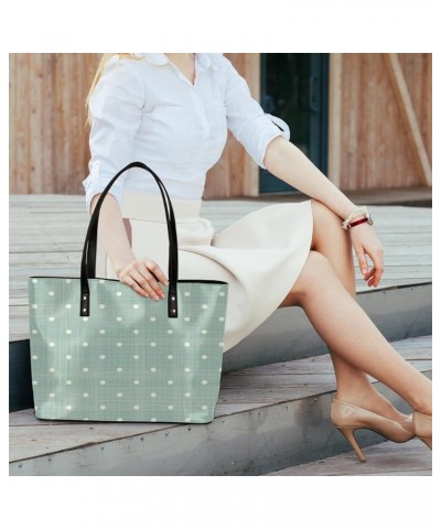 Leather Tote Bag for Women Fashion Shoulder Bag Purses and Handbags Large Capacity Satchel Bags for Work Travel Polka Dot Lin...