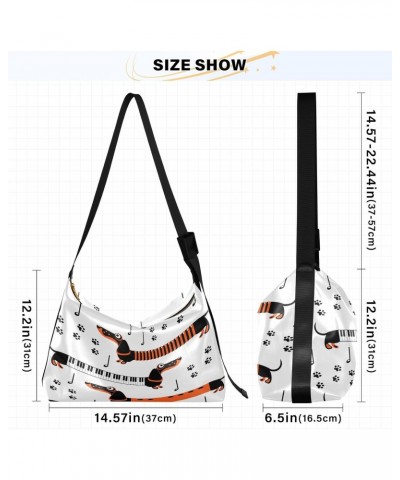 Dachshund Dogs and Notes Hobo Crossbody Bags for Women Leather Large Shoulder Bag Cross Body Musical Trendy Womens Tote Bags ...