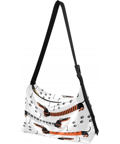 Dachshund Dogs and Notes Hobo Crossbody Bags for Women Leather Large Shoulder Bag Cross Body Musical Trendy Womens Tote Bags ...