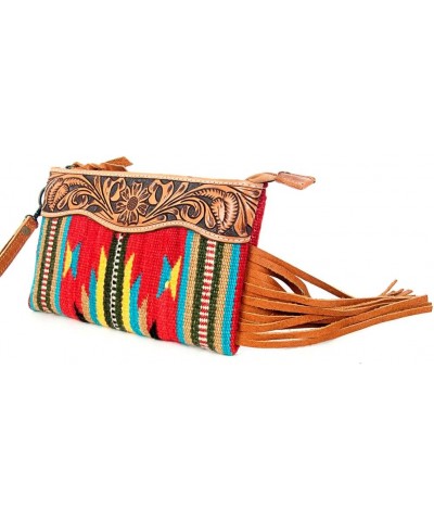 ADBG344TANDAR3 Wristlet Hand Tooled Saddle Blanket Genuine Leather Women Bag Western Handbag Purse $40.59 Wristlets