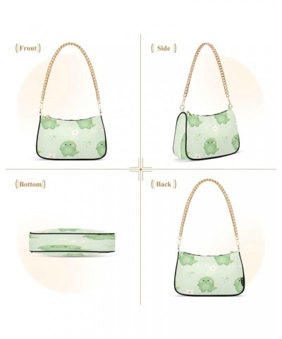 Green Dinosaur Flowers Shoulder Bag for Women Hobo Tote Handbag Gold Chain Crossbody Bag with Zipper Clutch Purse Handbags $1...