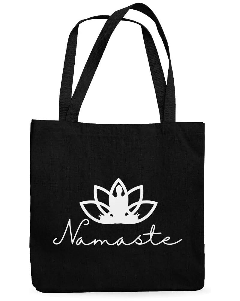 Namaste Canvas Tote Bag - Mindfulness Inspired Gift Ideas - Mindfulness Gift Black $15.49 Totes