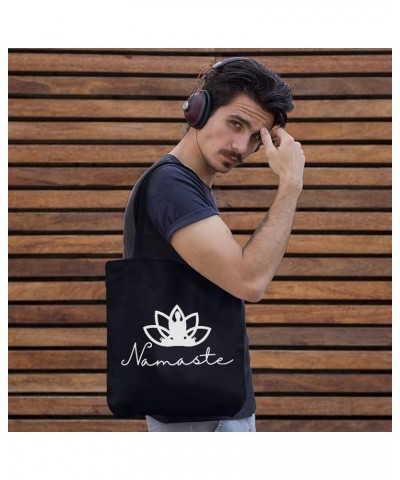 Namaste Canvas Tote Bag - Mindfulness Inspired Gift Ideas - Mindfulness Gift Black $15.49 Totes