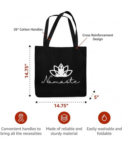 Namaste Canvas Tote Bag - Mindfulness Inspired Gift Ideas - Mindfulness Gift Black $15.49 Totes