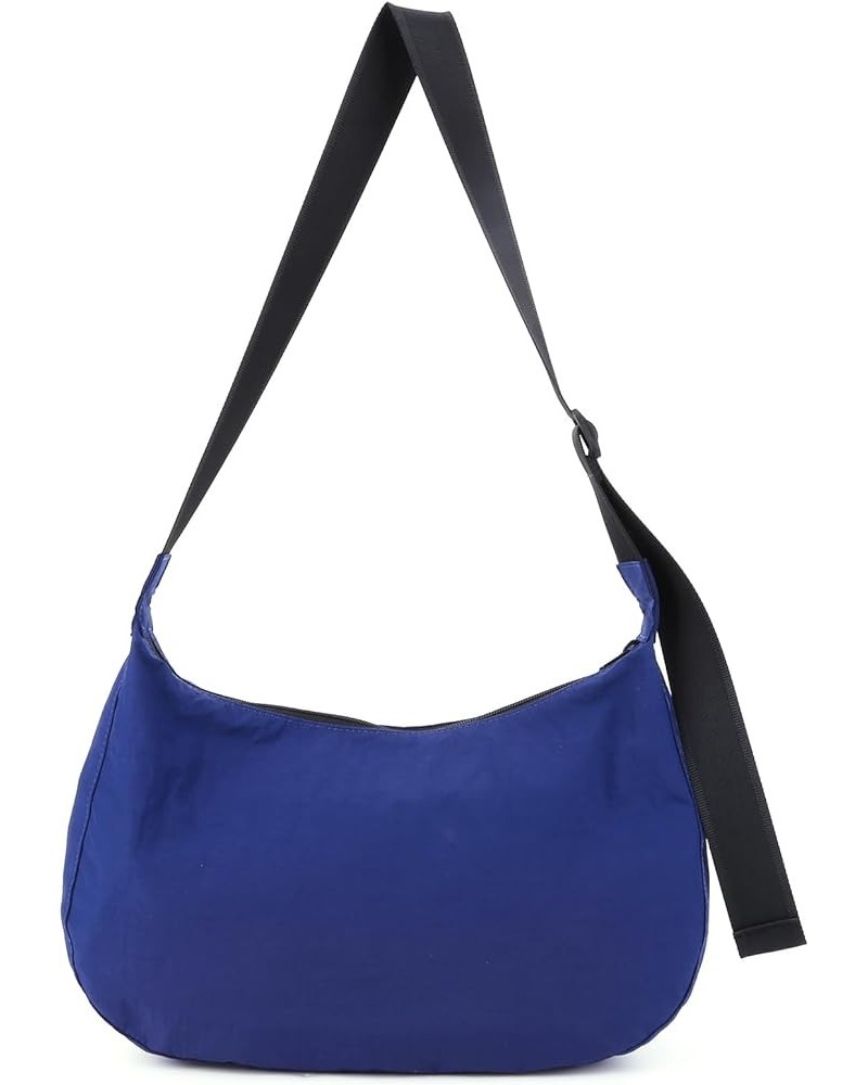 Medium Nylon Crescent Bag Crossbody Bag for Women Men Large Hobo Shoulder Bag 2-in-1 with Adjustable Strap Blue M $18.79 Totes