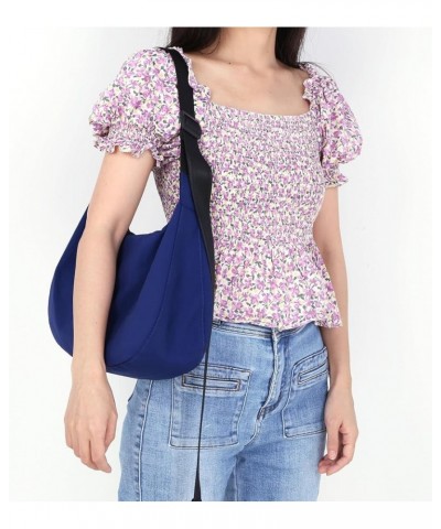 Medium Nylon Crescent Bag Crossbody Bag for Women Men Large Hobo Shoulder Bag 2-in-1 with Adjustable Strap Blue M $18.79 Totes