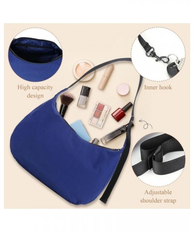 Medium Nylon Crescent Bag Crossbody Bag for Women Men Large Hobo Shoulder Bag 2-in-1 with Adjustable Strap Blue M $18.79 Totes