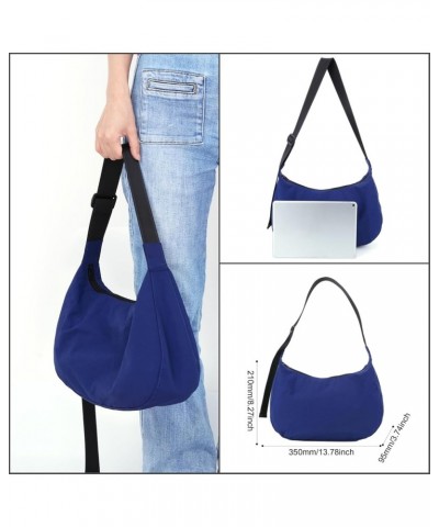 Medium Nylon Crescent Bag Crossbody Bag for Women Men Large Hobo Shoulder Bag 2-in-1 with Adjustable Strap Blue M $18.79 Totes