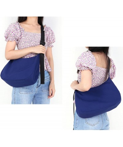 Medium Nylon Crescent Bag Crossbody Bag for Women Men Large Hobo Shoulder Bag 2-in-1 with Adjustable Strap Blue M $18.79 Totes