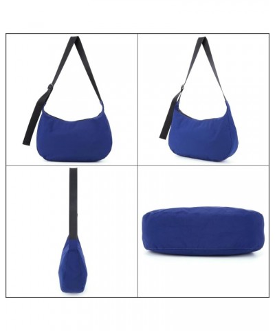 Medium Nylon Crescent Bag Crossbody Bag for Women Men Large Hobo Shoulder Bag 2-in-1 with Adjustable Strap Blue M $18.79 Totes