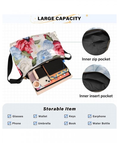 Flowers Butterflies Rose Hobo Shoulder Bag for Women Men PU Leather Crossbody Bag Slouchy Tote Handbags for Travel Work $13.2...