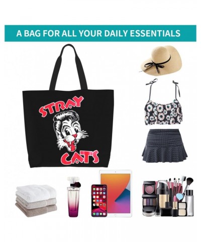 Stray Rock Cats Band Shoulder Bags Women'S Tote Bag Shopping Grocery Bag For Gym Beach Weekender Travel Shopping $19.75 Totes