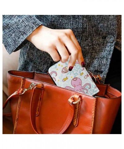 RFID Credit Card Holder Case Pink Octopus Leather Printed Zipper Card Case Wallet for Women Girls $10.25 Wallets