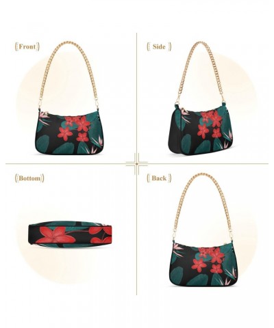 Handbags Shoulder Bag Womens Tote Chain Bag Tropical Leaves Flowers Satchel Bags for Women $13.50 Satchels