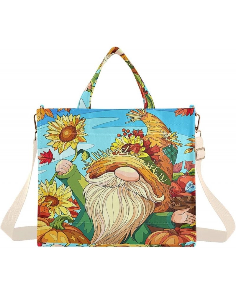 Corduroy Tote Bag for Women, Sunflower Gnome Tote Bag Crossbody Hobo Handbag Shoulder Bag for Work Travel Sunflower 256 $15.0...