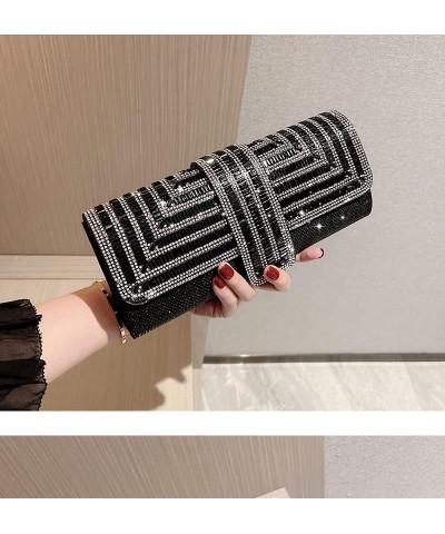 Women Evening Rhinestone Bags,Wedding Cocktail Prom Clutches Party Sparkling Rhinestone Purse (Black) Black $15.35 Evening Bags